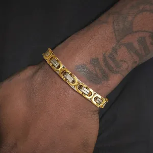 Flat Byzantine Bracelets for Men, Waterproof Stainless Steel Chain Link Wristband