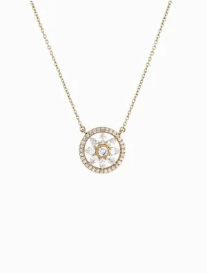 Flower Cubic Zirconia Pendant on Fine Chain Gold