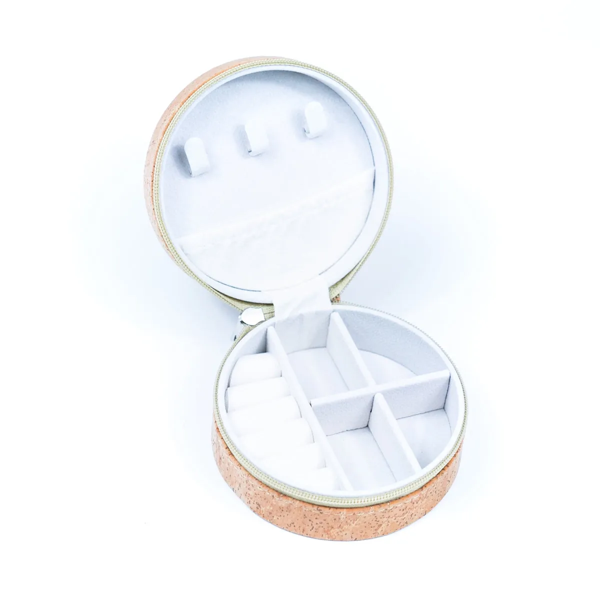 Flowers Natural Cork Round Jewelry Box