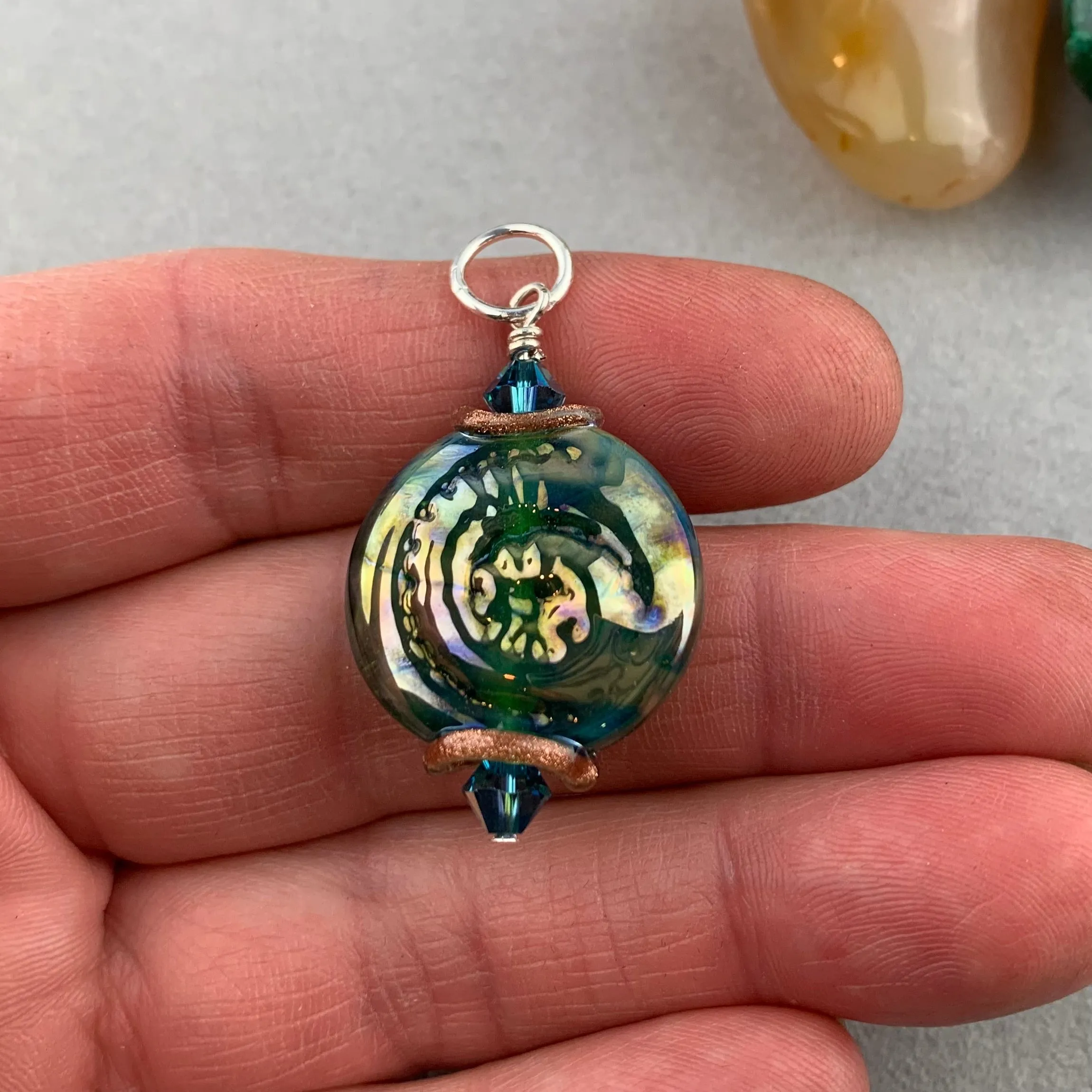 FOSSIL II ~ HANDMADE GLASS PENDANT