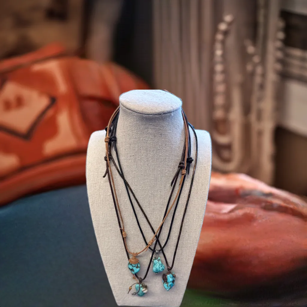 Gemma Stone & Leather Necklace