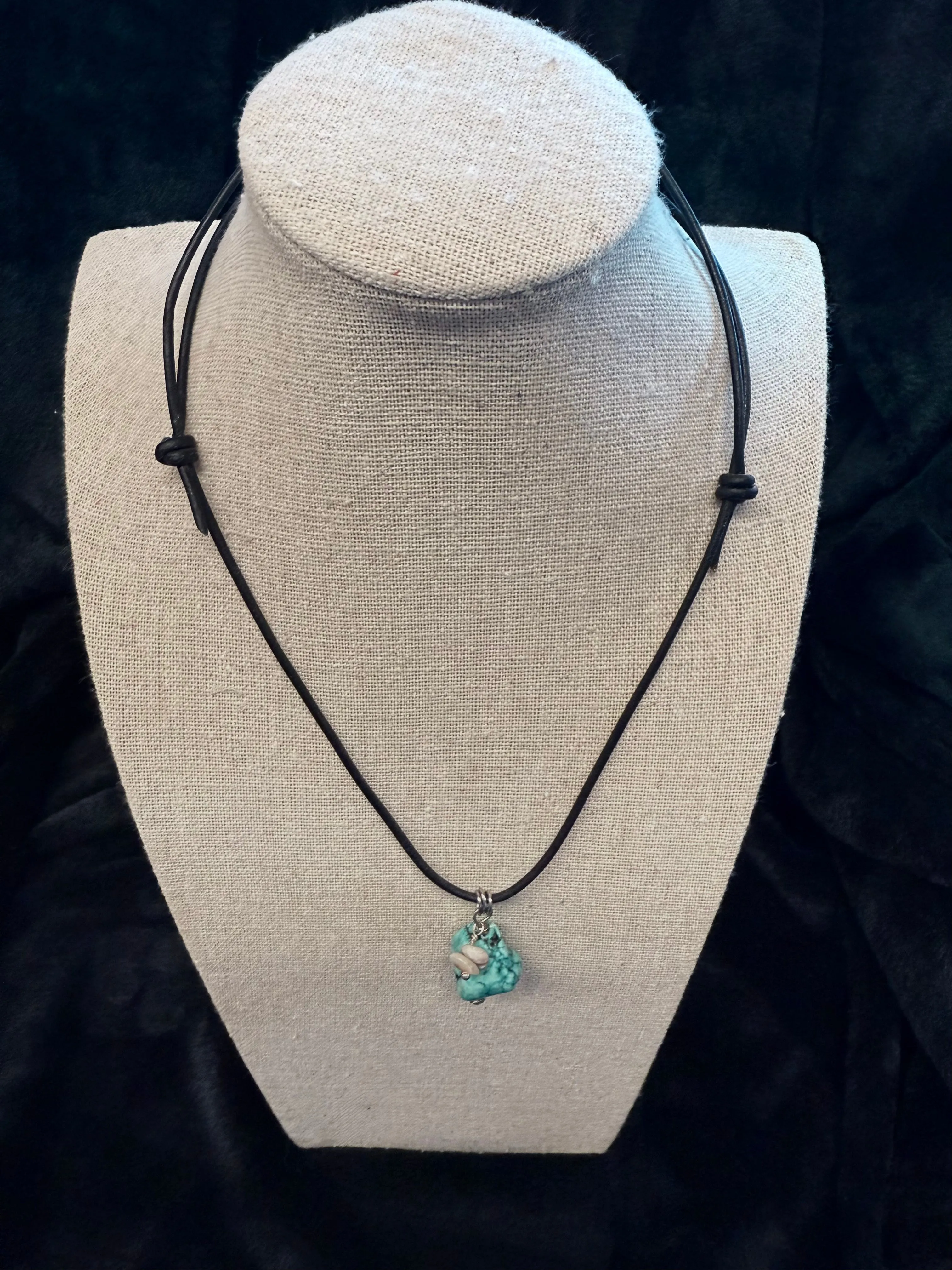 Gemma Stone & Leather Necklace