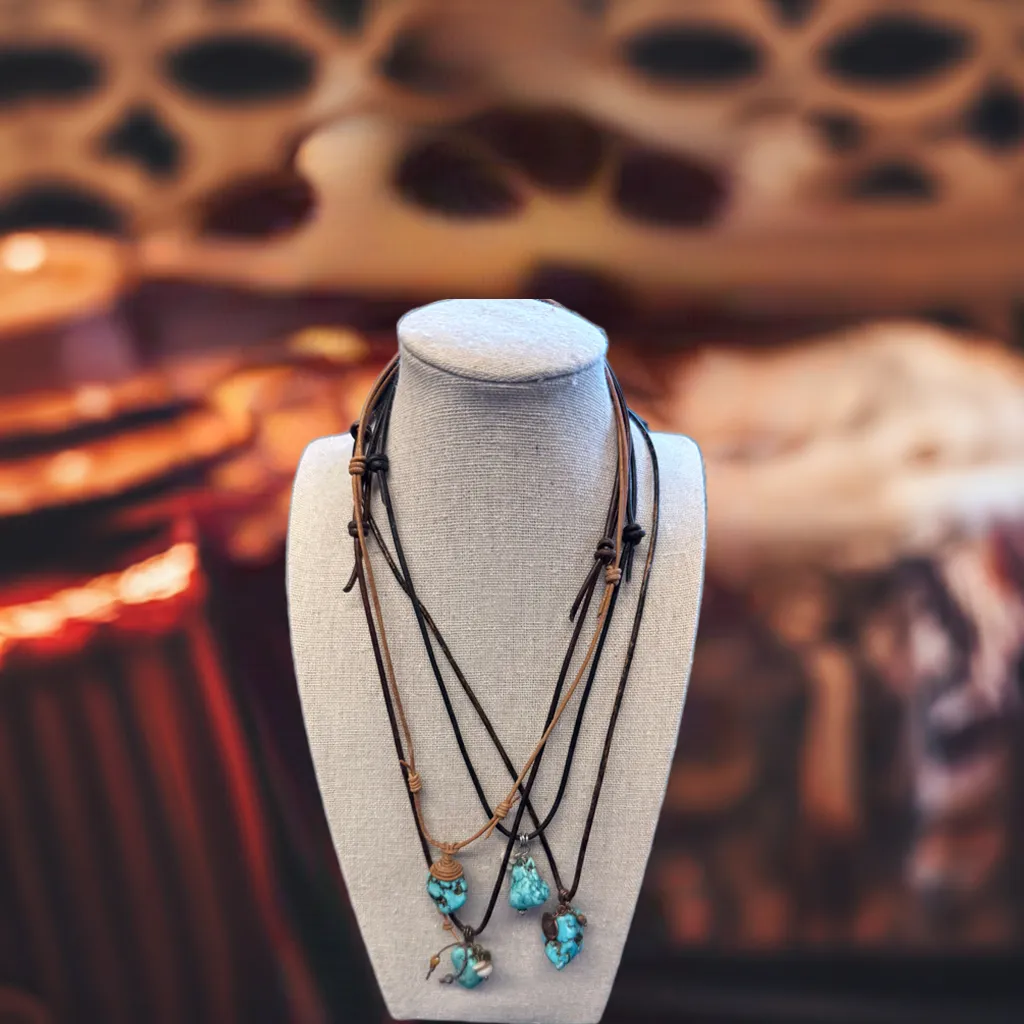 Gemma Stone & Leather Necklace