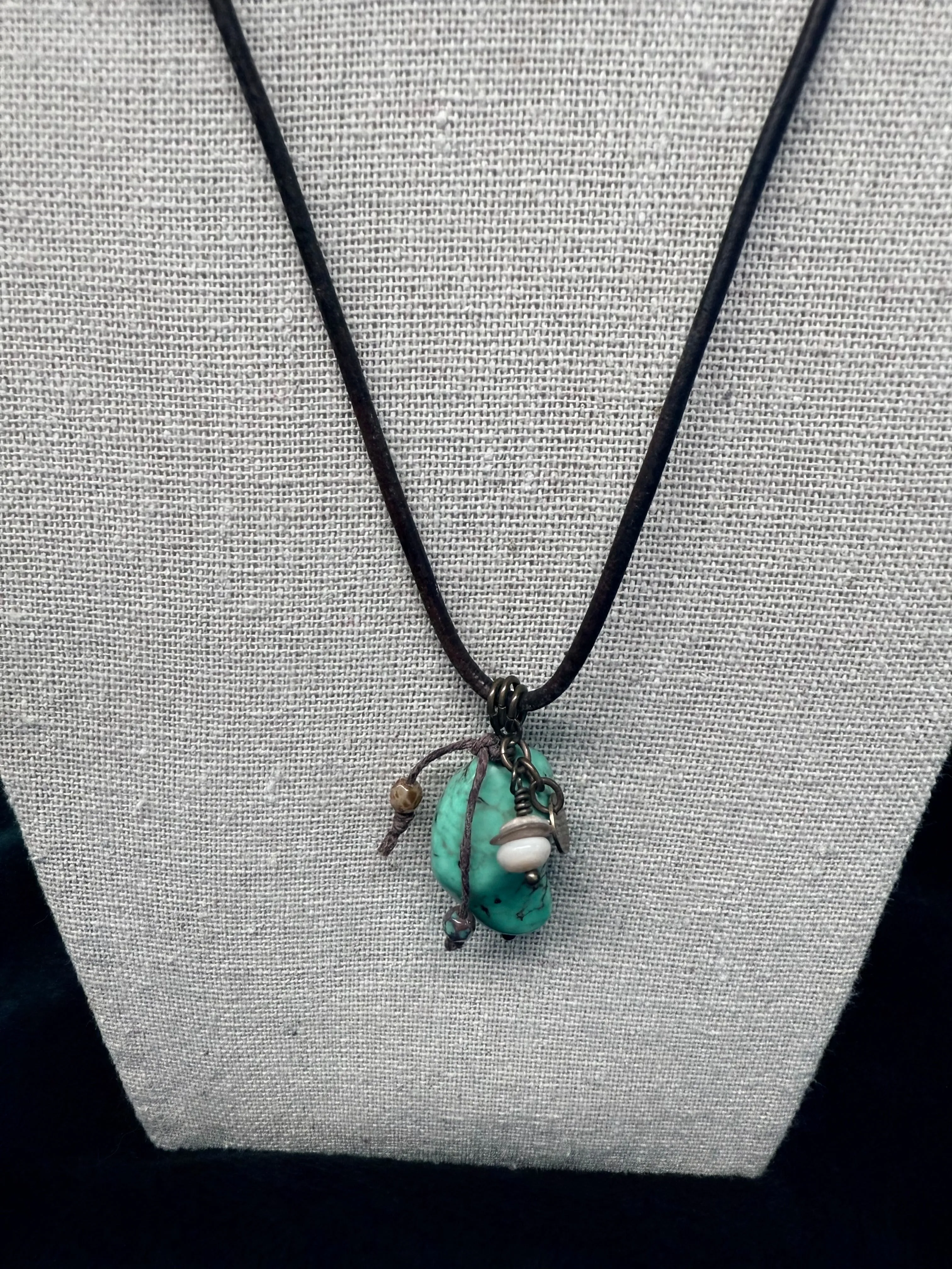 Gemma Stone & Leather Necklace
