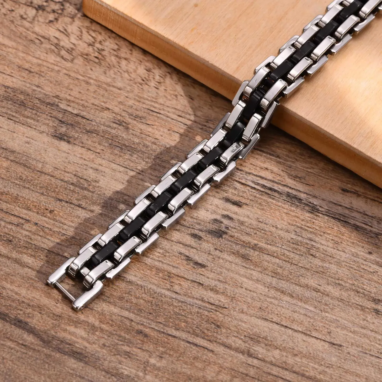 Gents Bracelet for Men, Two Tone Stainless Steel Bracelet