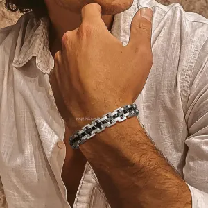 Gents Bracelet for Men, Two Tone Stainless Steel Bracelet