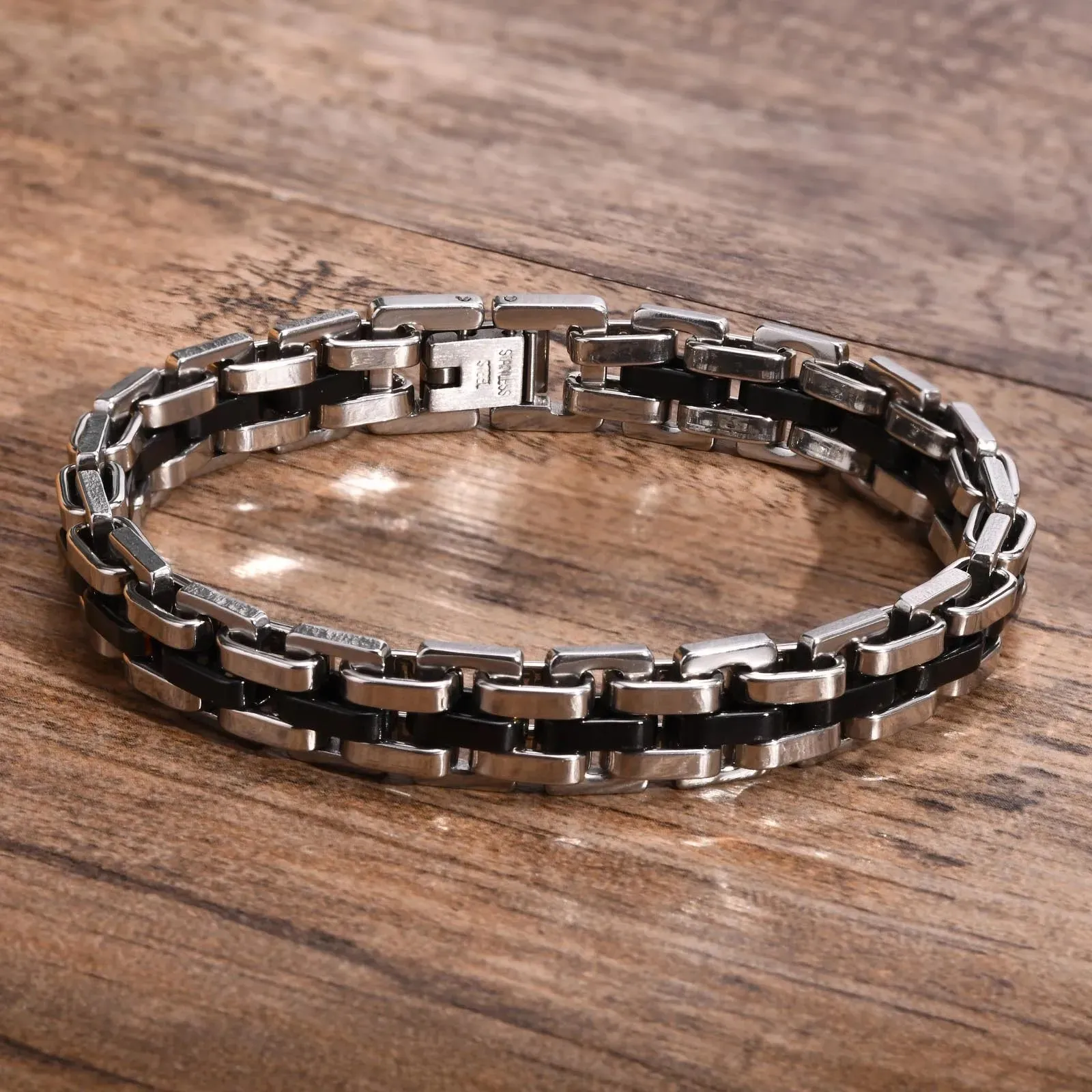 Gents Bracelet for Men, Two Tone Stainless Steel Bracelet