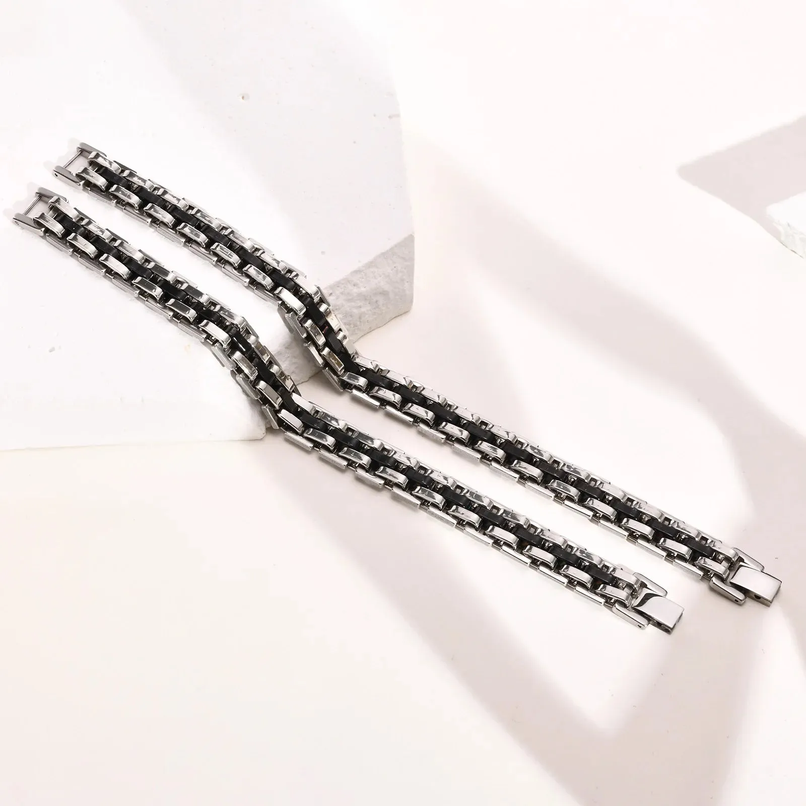 Gents Bracelet for Men, Two Tone Stainless Steel Bracelet