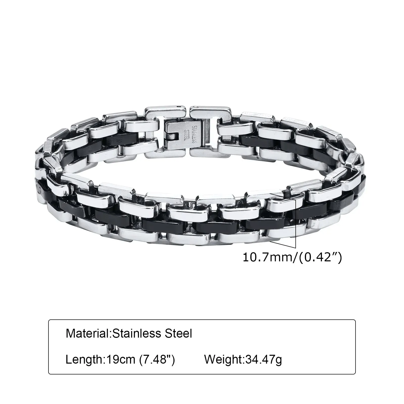 Gents Bracelet for Men, Two Tone Stainless Steel Bracelet