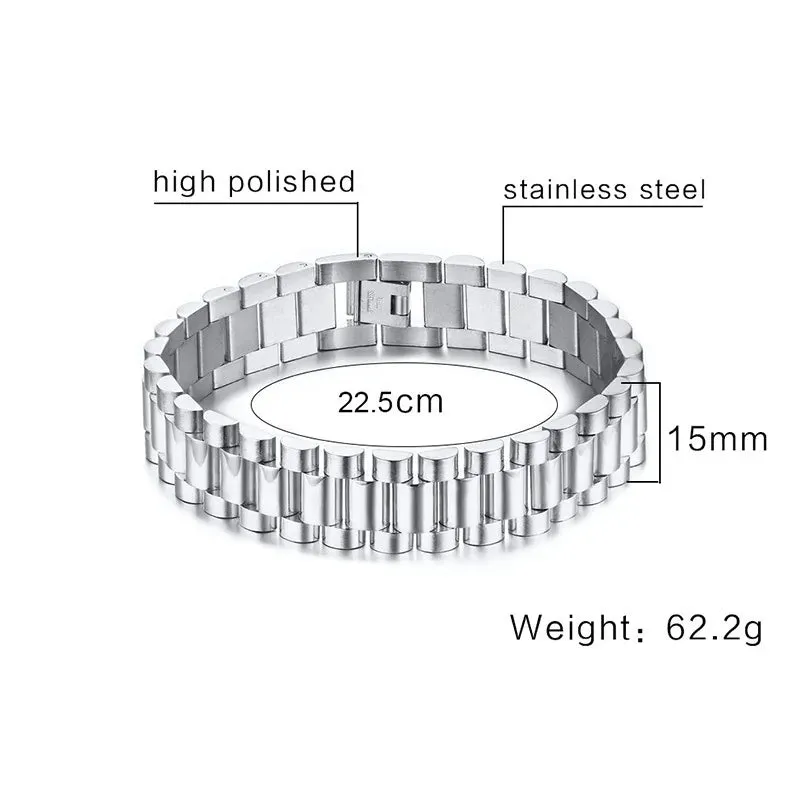 Gent's President Bracelet Stainless Steel Watch Band Bracelet for Men