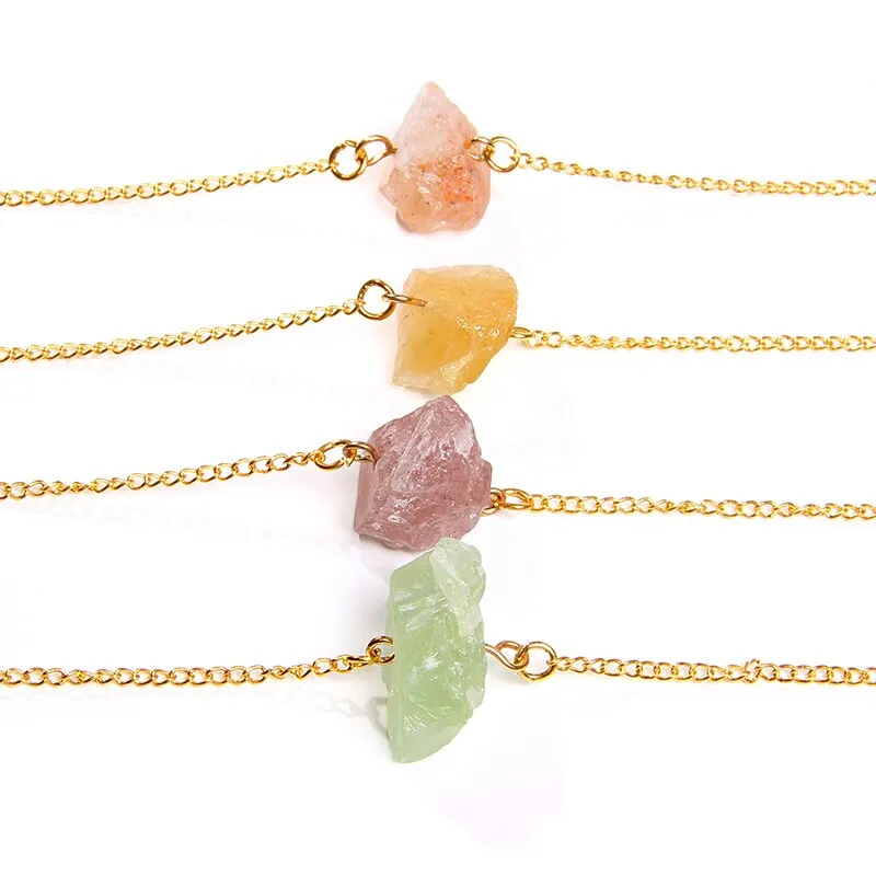 Geometric Crystal Necklace Natural Stone Necklace for women Girl Femme