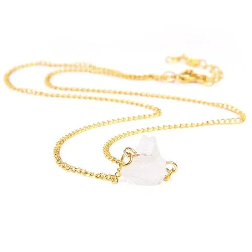 Geometric Crystal Necklace Natural Stone Necklace for women Girl Femme