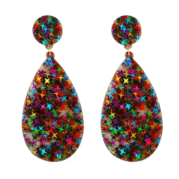 Glitzy Eye-Catching TEARDROP Acrylic Earrings