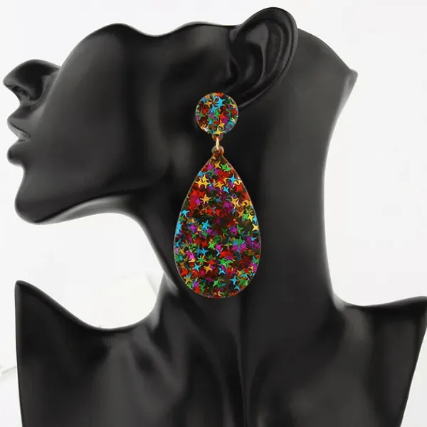 Glitzy Eye-Catching TEARDROP Acrylic Earrings