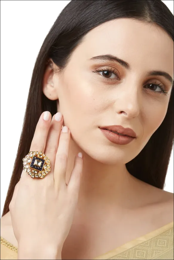 Gold & Navy Blue Ring