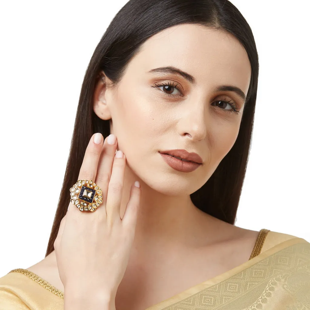 Gold & Navy Blue Ring