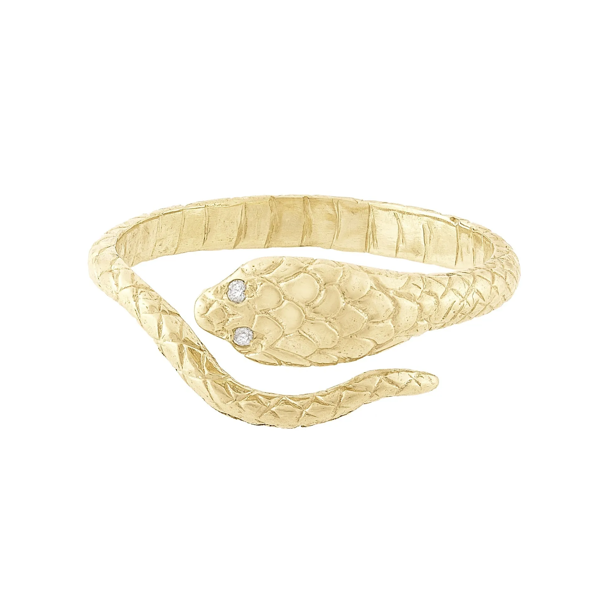 Gold Cobra Ring with Diamond Eyes