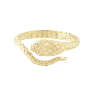 Gold Cobra Ring with Diamond Eyes