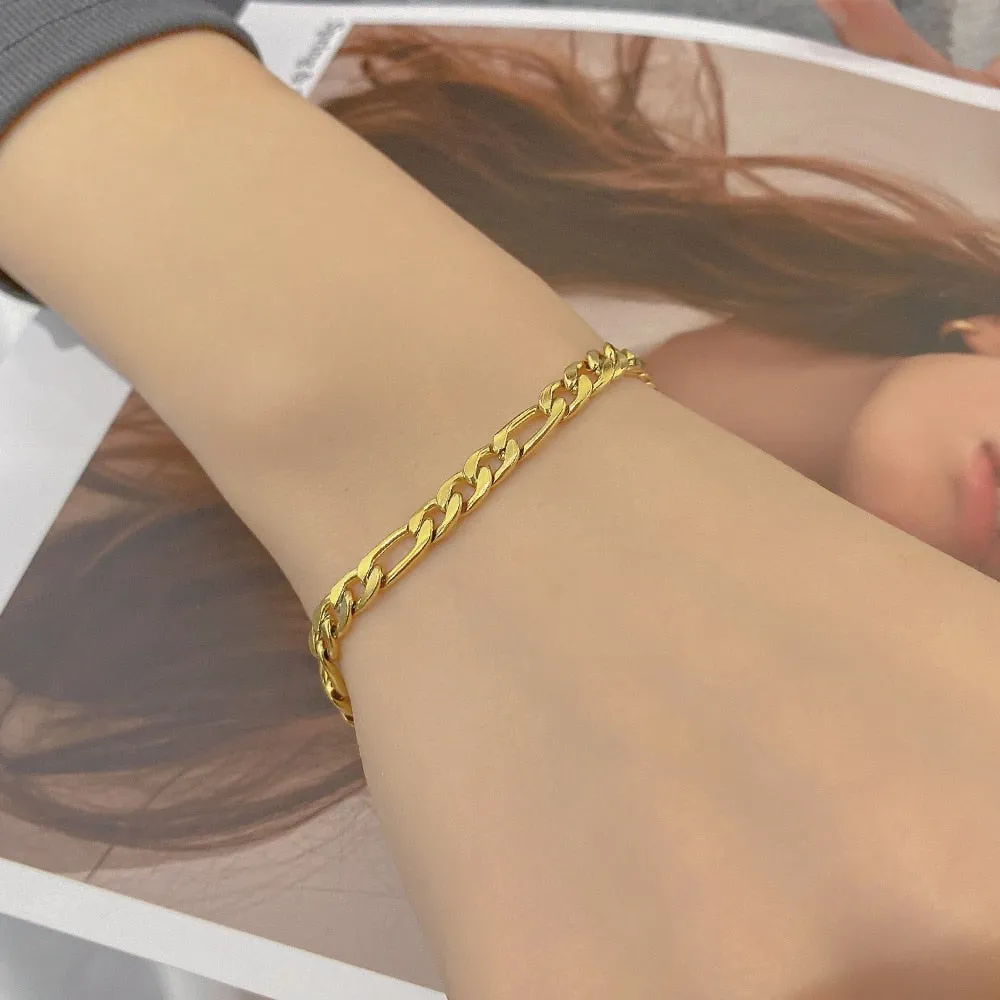 Gold Color Bracelet Stainless Steel Twist Cuban Chain Bracelet for Women