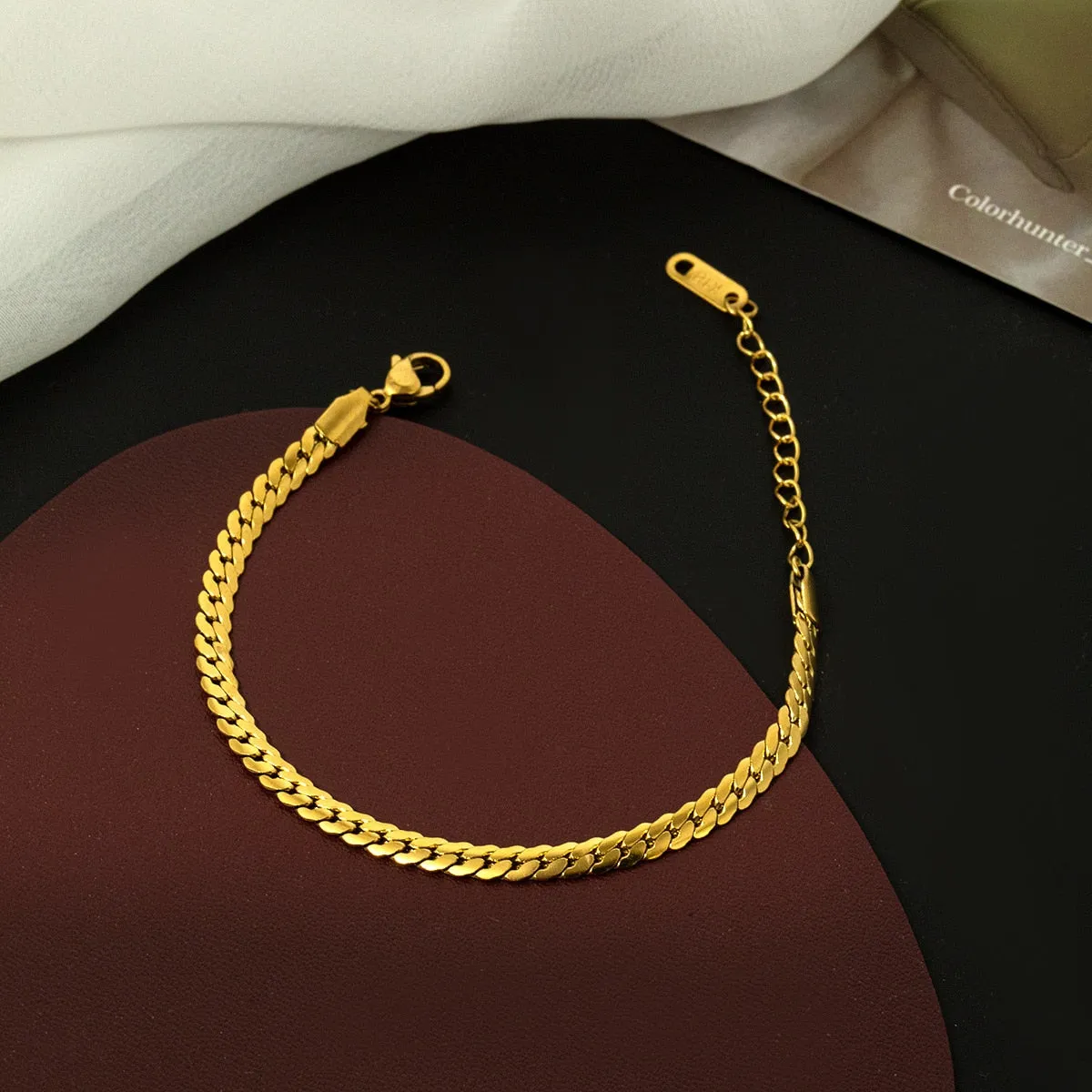 Gold Color Bracelet Stainless Steel Twist Cuban Chain Bracelet for Women
