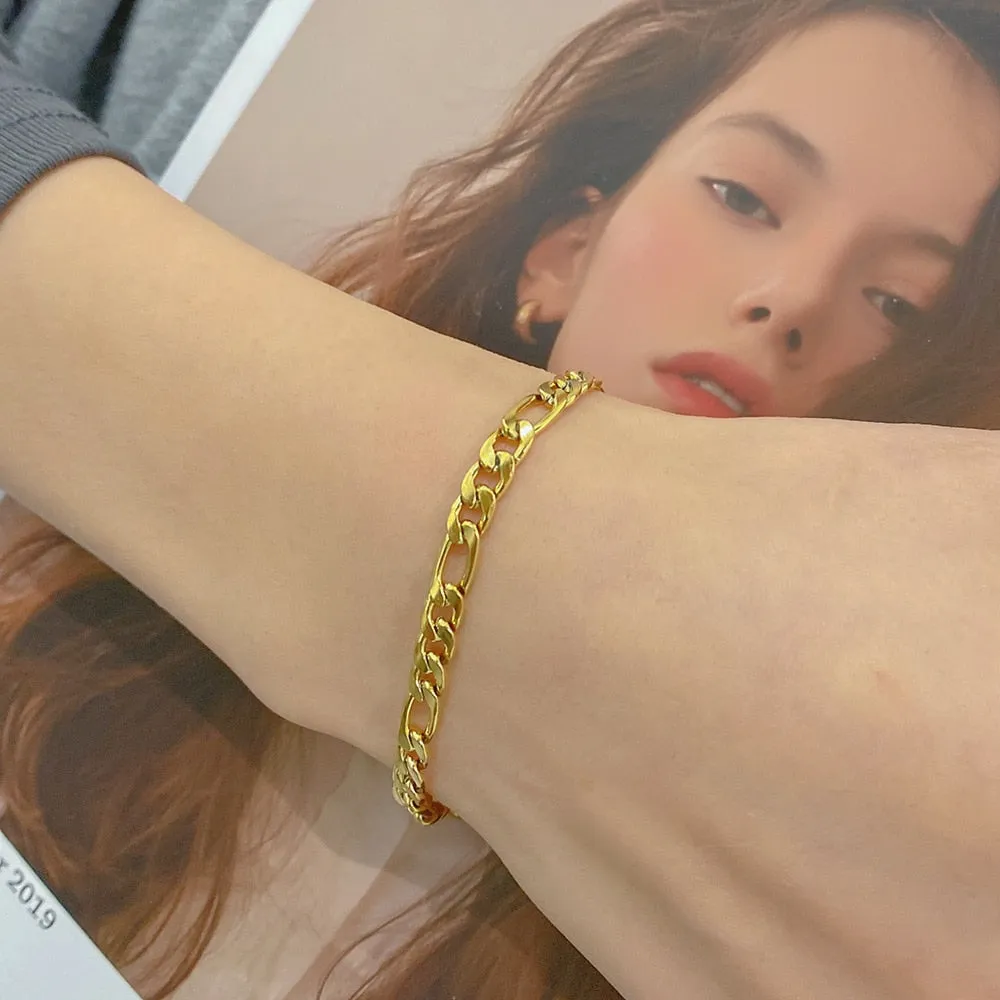 Gold Color Bracelet Stainless Steel Twist Cuban Chain Bracelet for Women