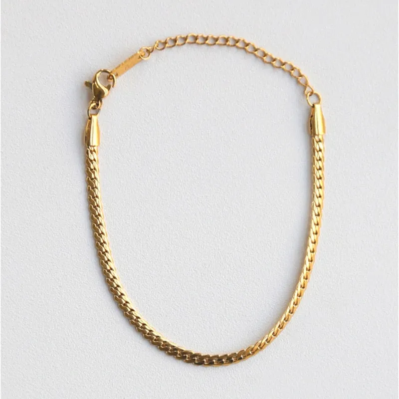 Gold Color Bracelet Stainless Steel Twist Cuban Chain Bracelet for Women