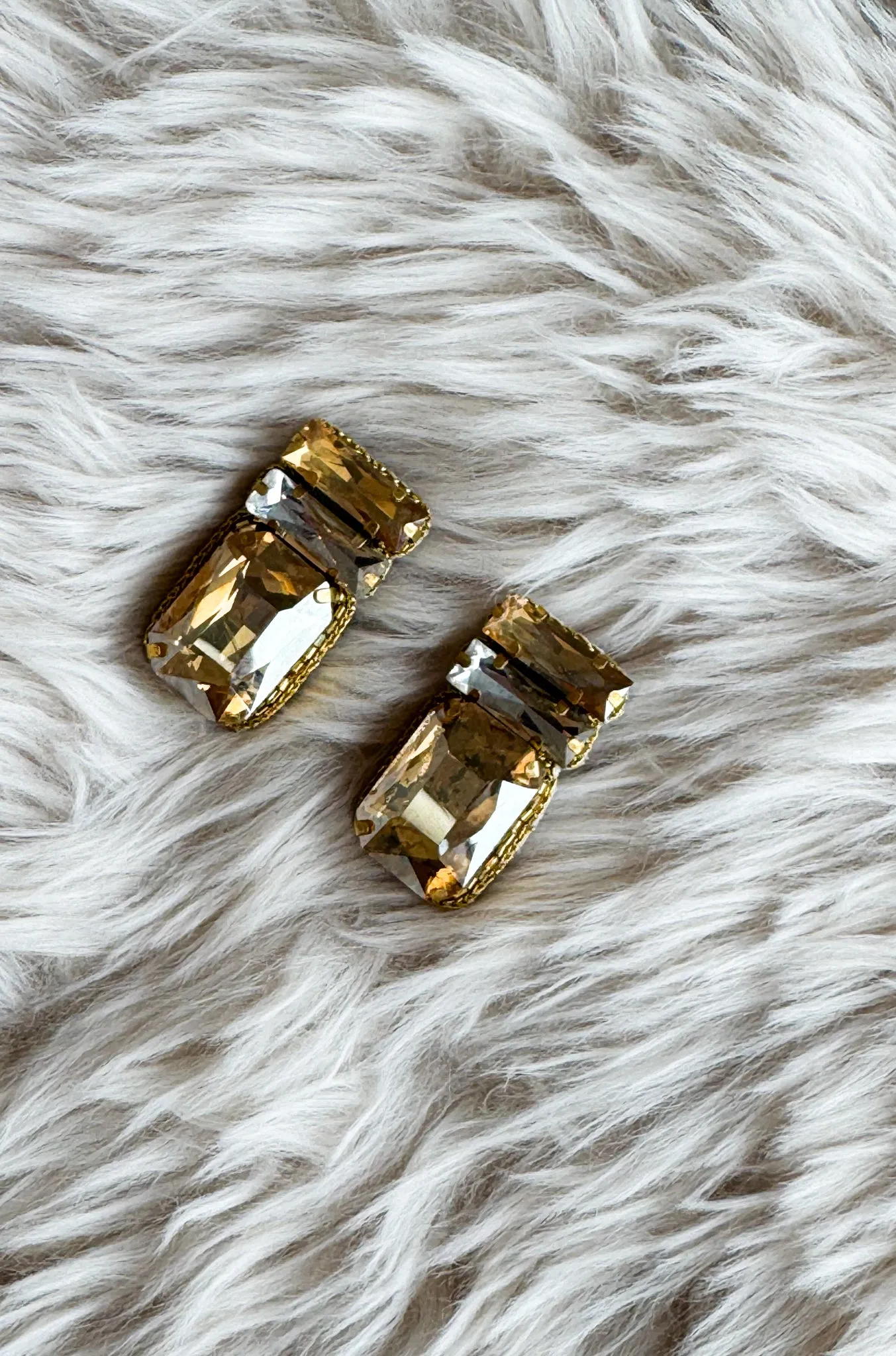 Gold Crystal Gem Studs