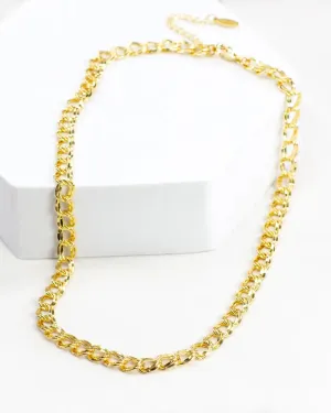 Gold Double Twist Chain Link Necklace