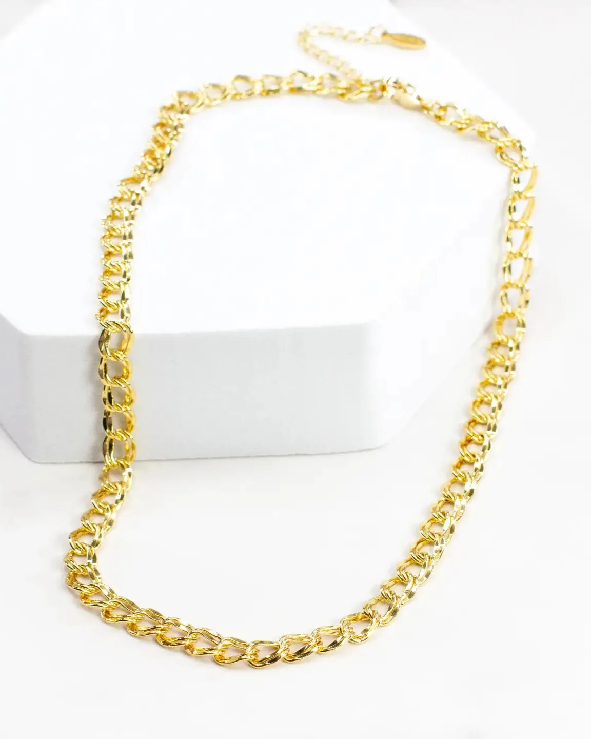 Gold Double Twist Chain Link Necklace