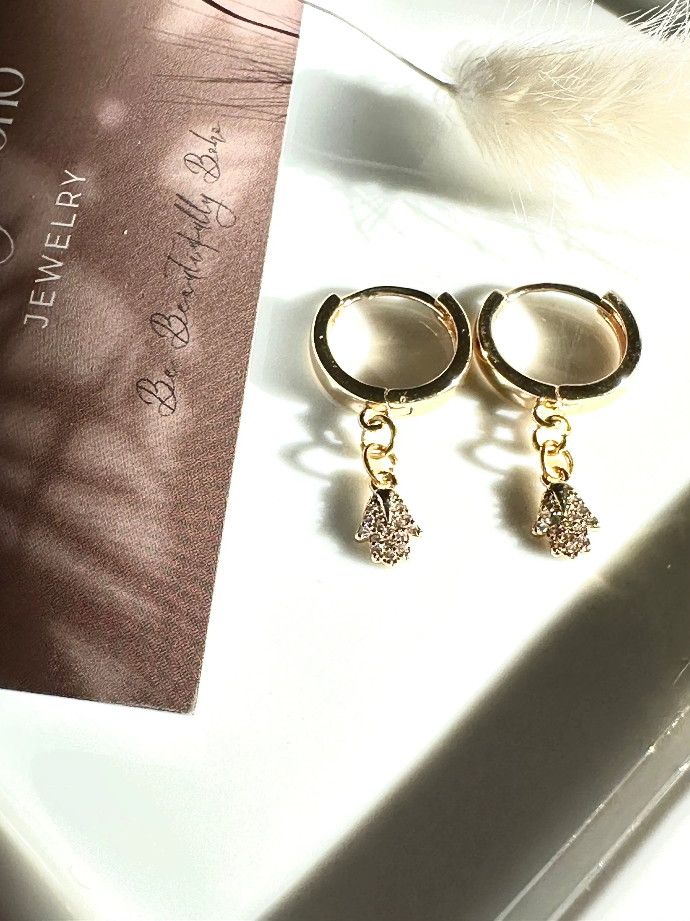 Gold Earrings Hoops Hamsa Boho Chic Classic