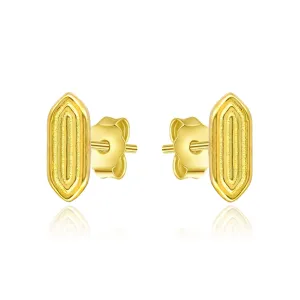 Gold Groove Hexa Studs