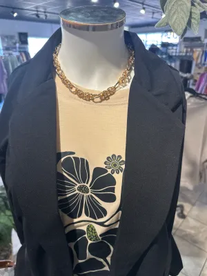 Gold Open Link Chunky Oval Chain Necklace & Earrings