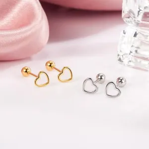 Gold Plated Open Love Heart Stud Earrings