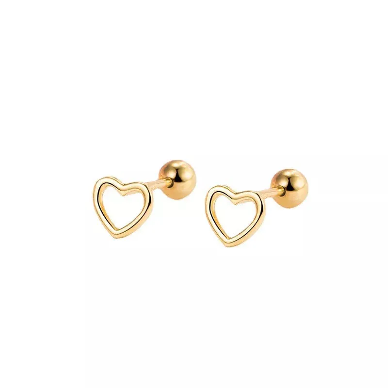 Gold Plated Open Love Heart Stud Earrings