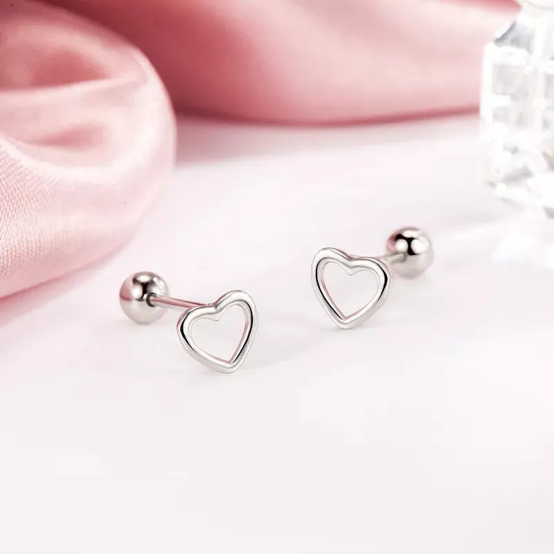 Gold Plated Open Love Heart Stud Earrings
