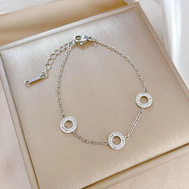 Gold Plated Personality Ring Inlaid Diamond Bracelets For Women