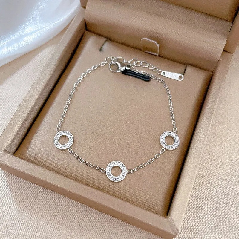 Gold Plated Personality Ring Inlaid Diamond Bracelets For Women