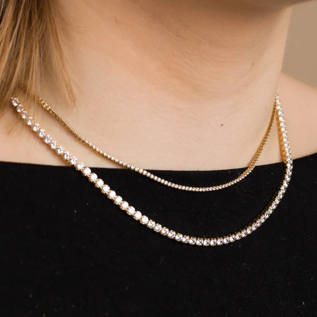 Gold Slim Classic Tennis Chain Necklace