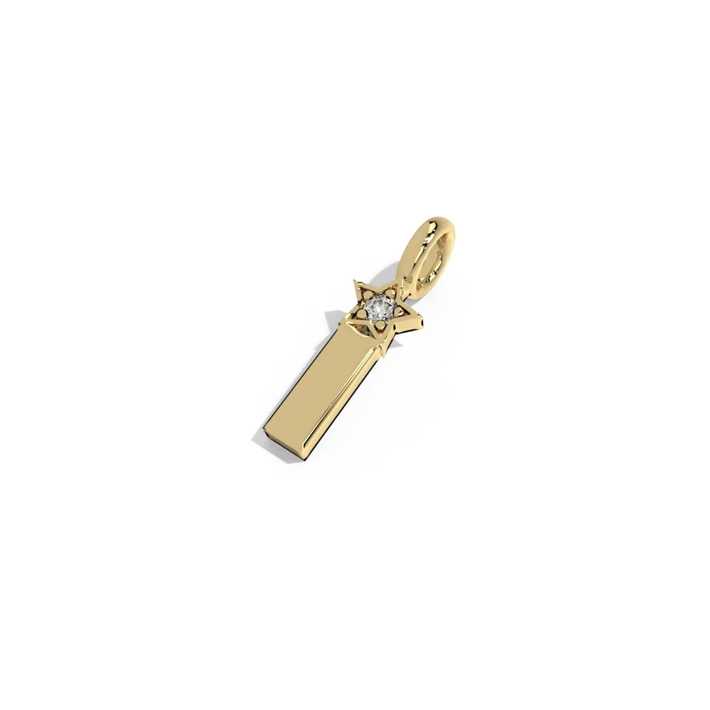 Gold Smooth Charm Letter Pendant - Star