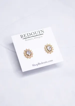 Gold Sparkle Oval Post Earrings
