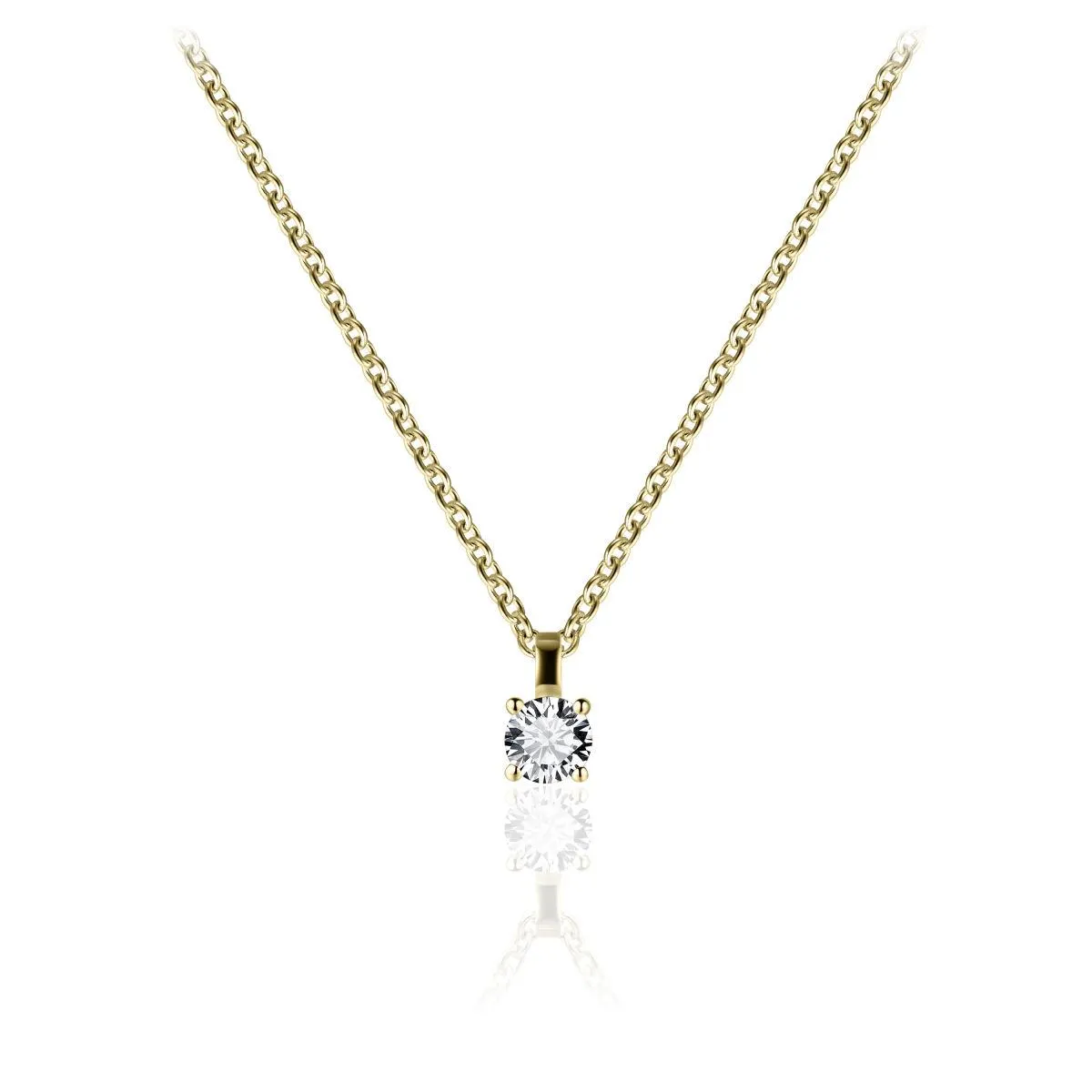 Gold Vermeil 4mm Cubic Zirconia Pendant Necklace