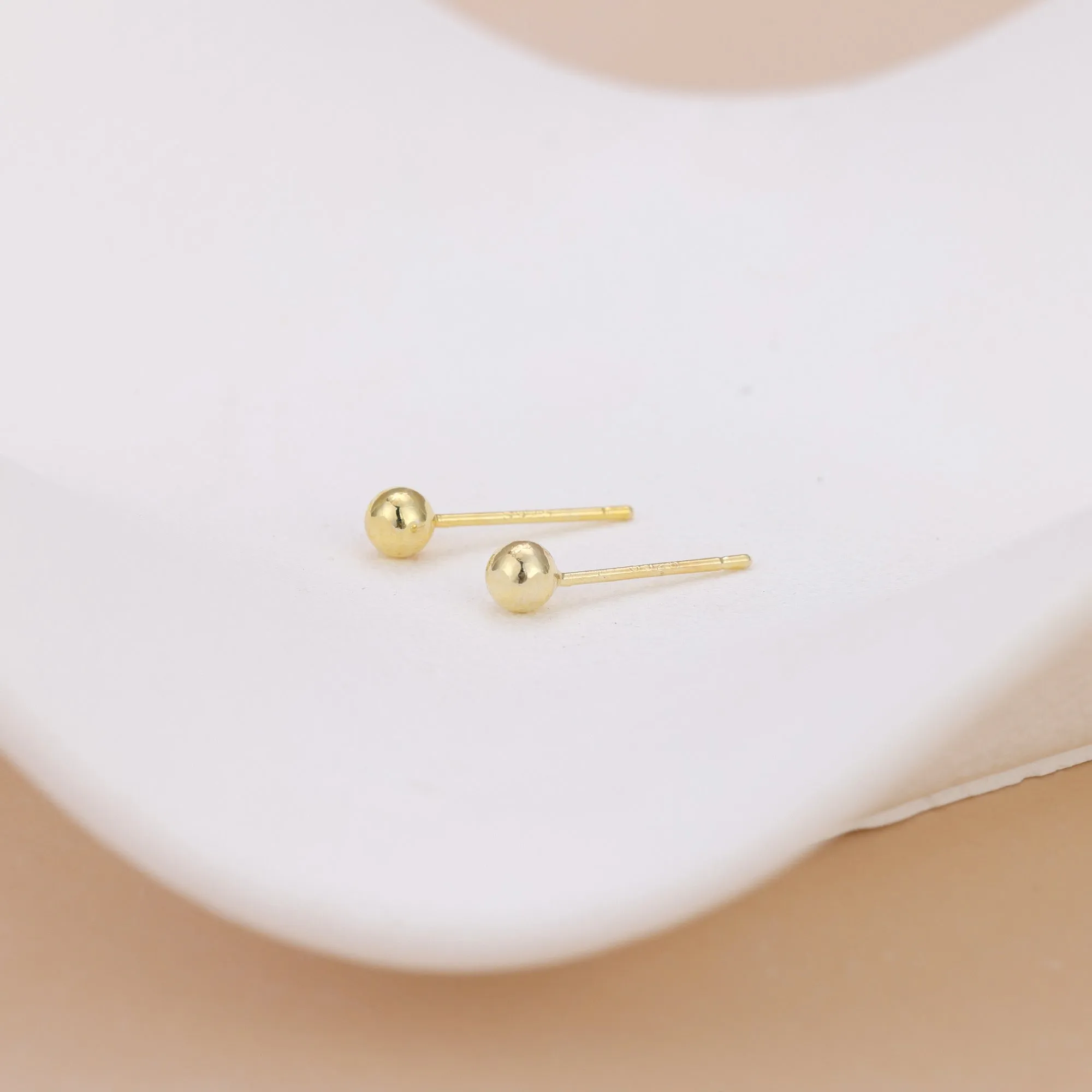 Gold Vermeil E097 dainty ball stud earrings