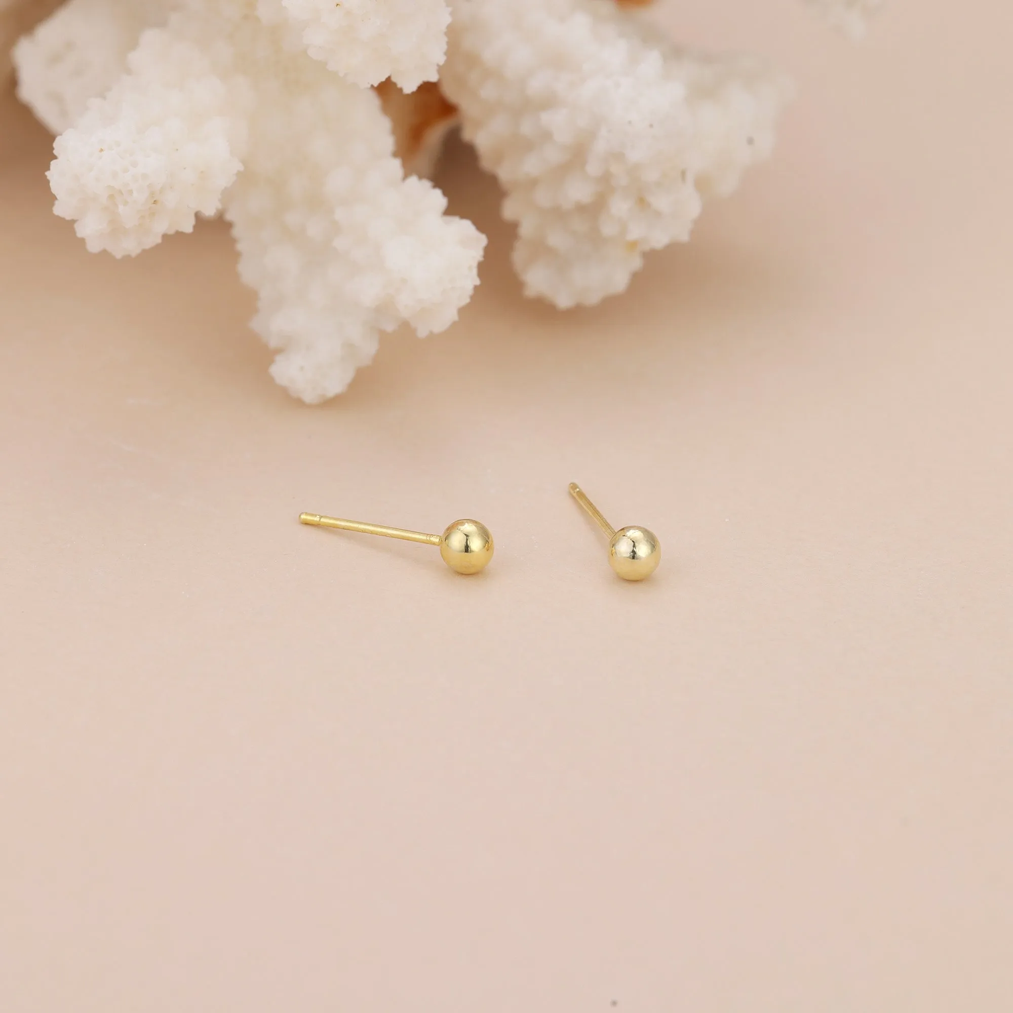 Gold Vermeil E097 dainty ball stud earrings