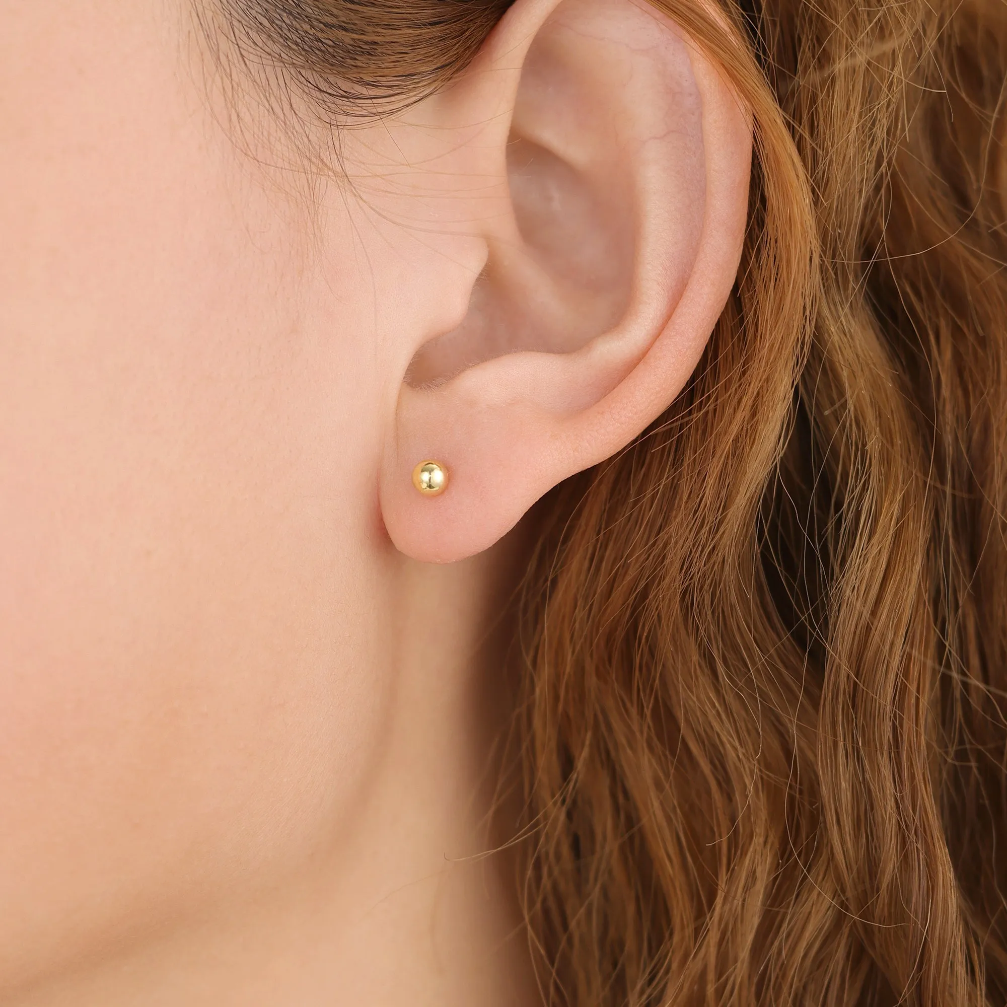 Gold Vermeil E097 dainty ball stud earrings