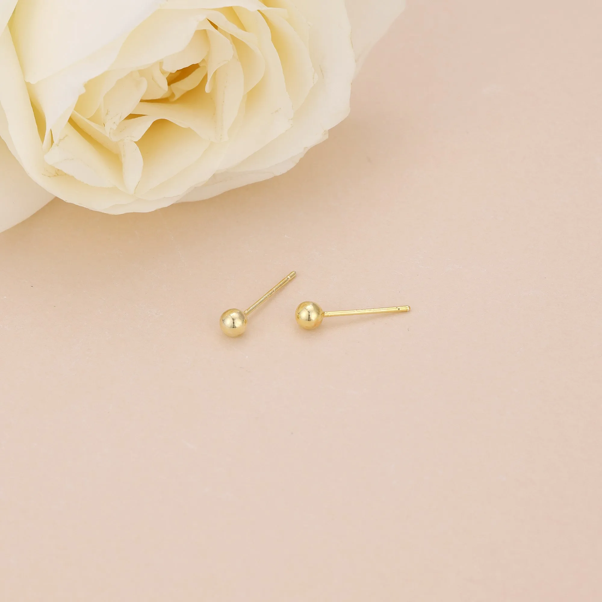 Gold Vermeil E097 dainty ball stud earrings