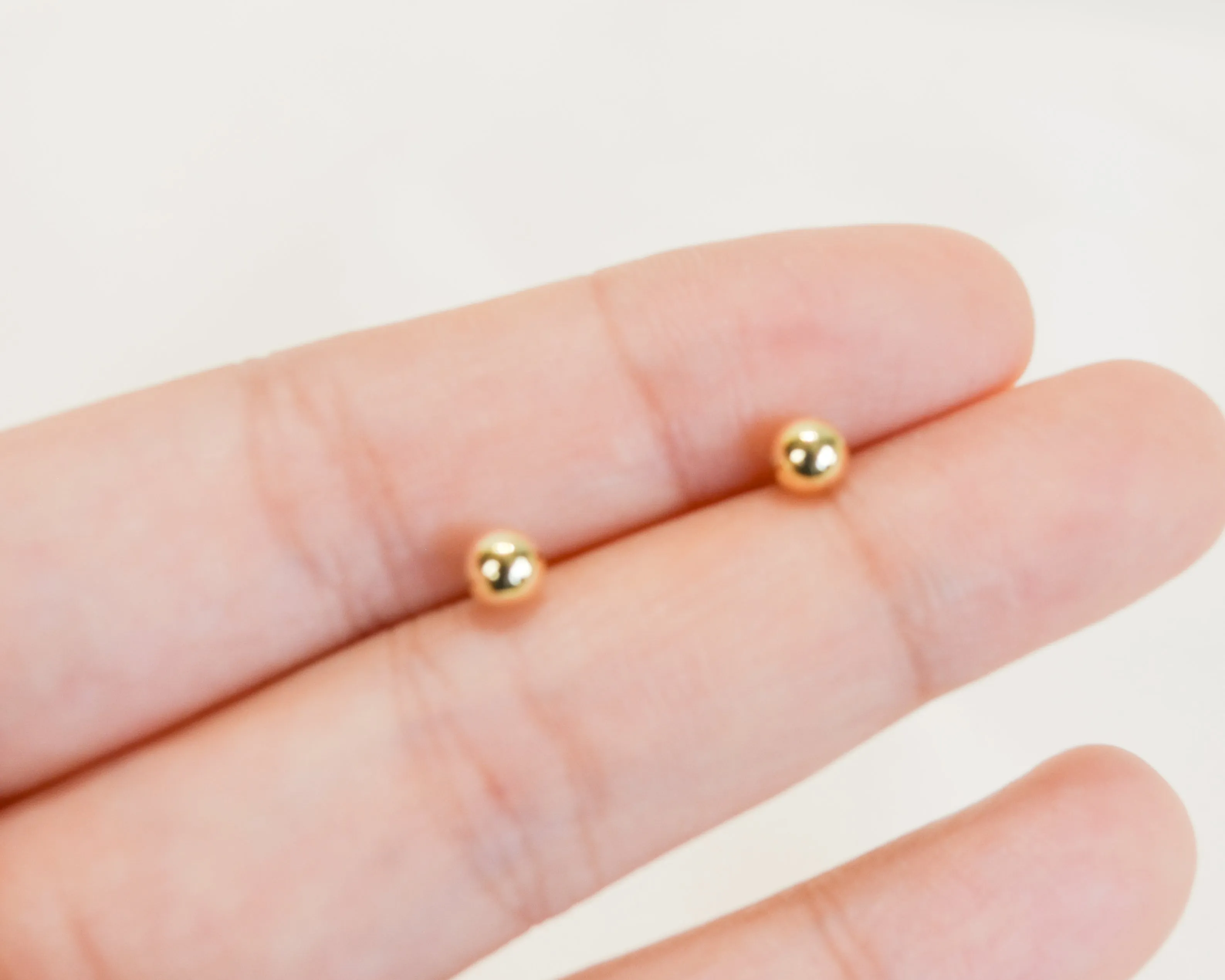 Gold Vermeil E097 dainty ball stud earrings