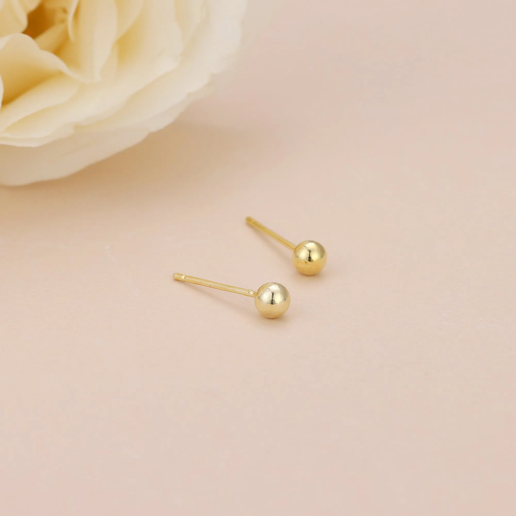 Gold Vermeil E097 dainty ball stud earrings