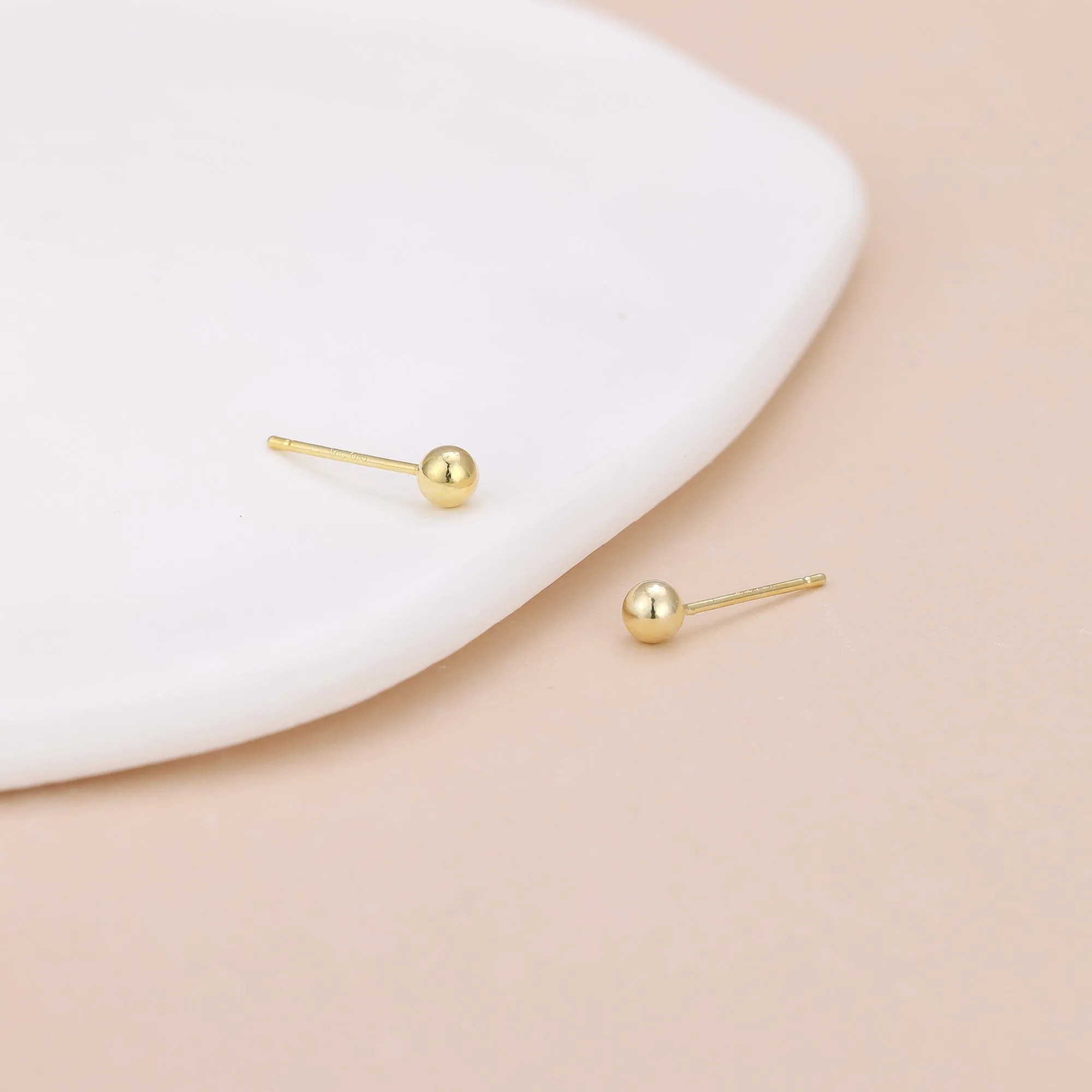 Gold Vermeil E097 dainty ball stud earrings