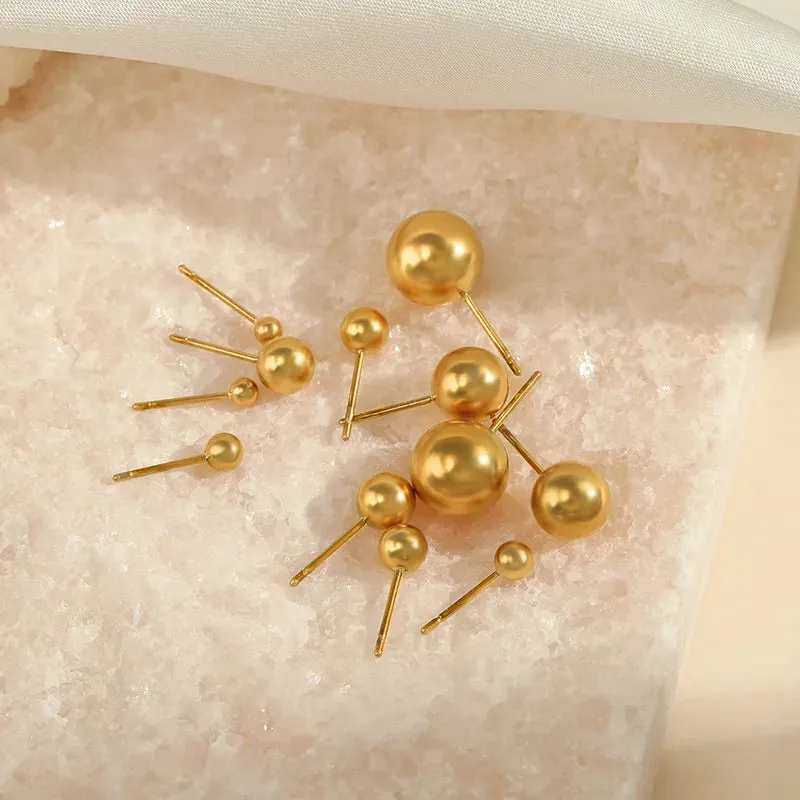 Golden Ball Studs Set (4 pairs)