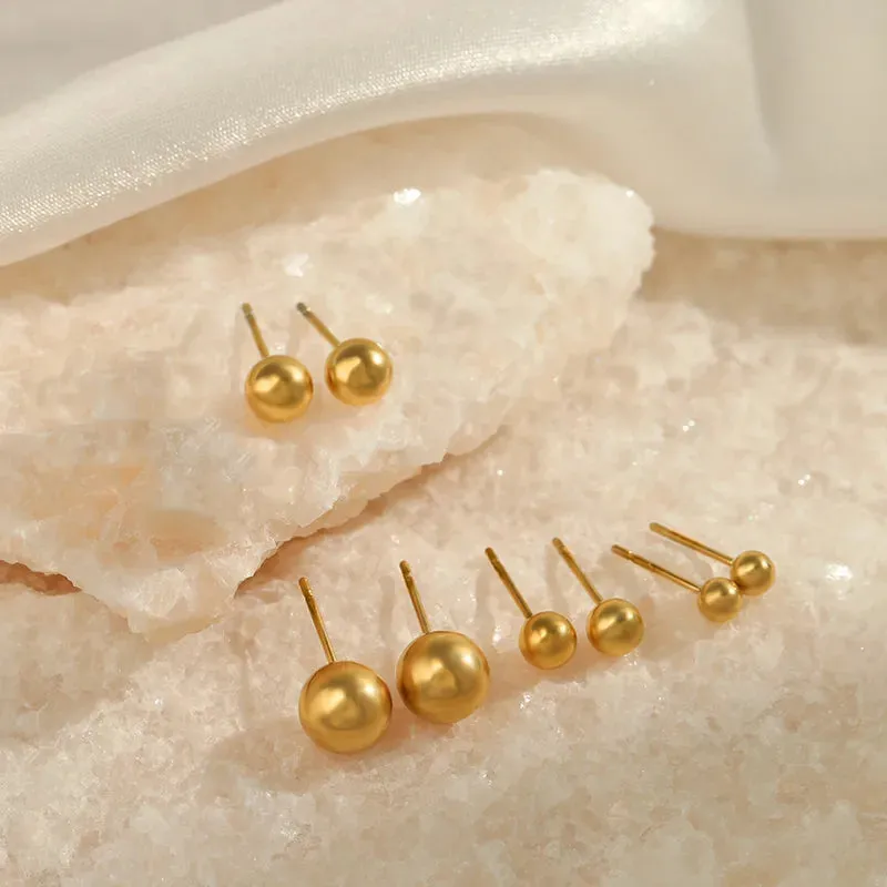 Golden Ball Studs Set (4 pairs)